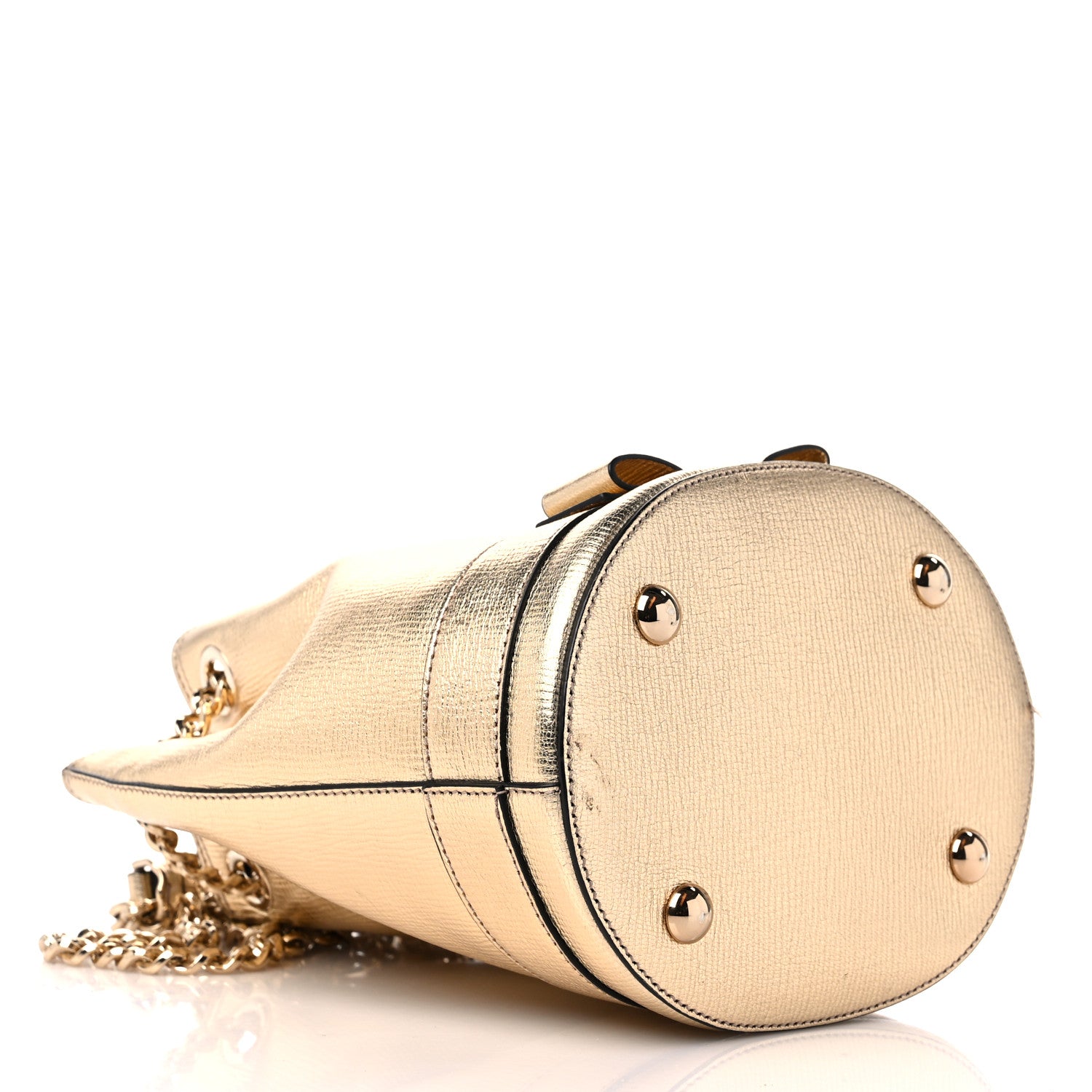 Salvatore Ferragamo Metallic Calfskin Vara Bow Bucket Bag Gold 4 of 8