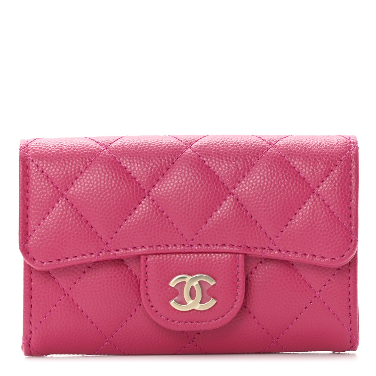 Chanel Caviar Quilted Flap Card Holder Wallet Fuchsia 1 of 12