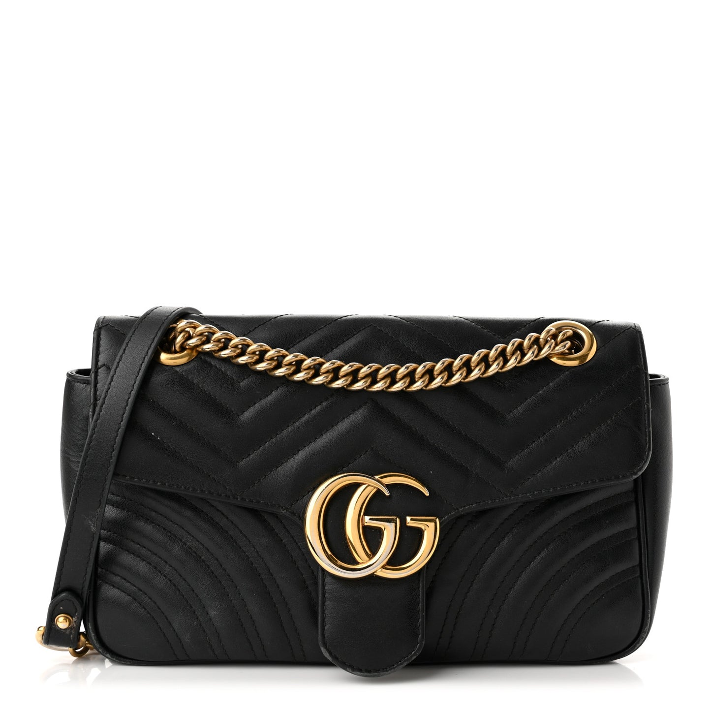 Calfskin Matelasse Small GG Marmont Shoulder Bag Black