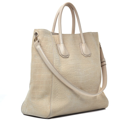Givenchy Nubuck Crocodile Embossed Elme Tote Beige 3 of 11
