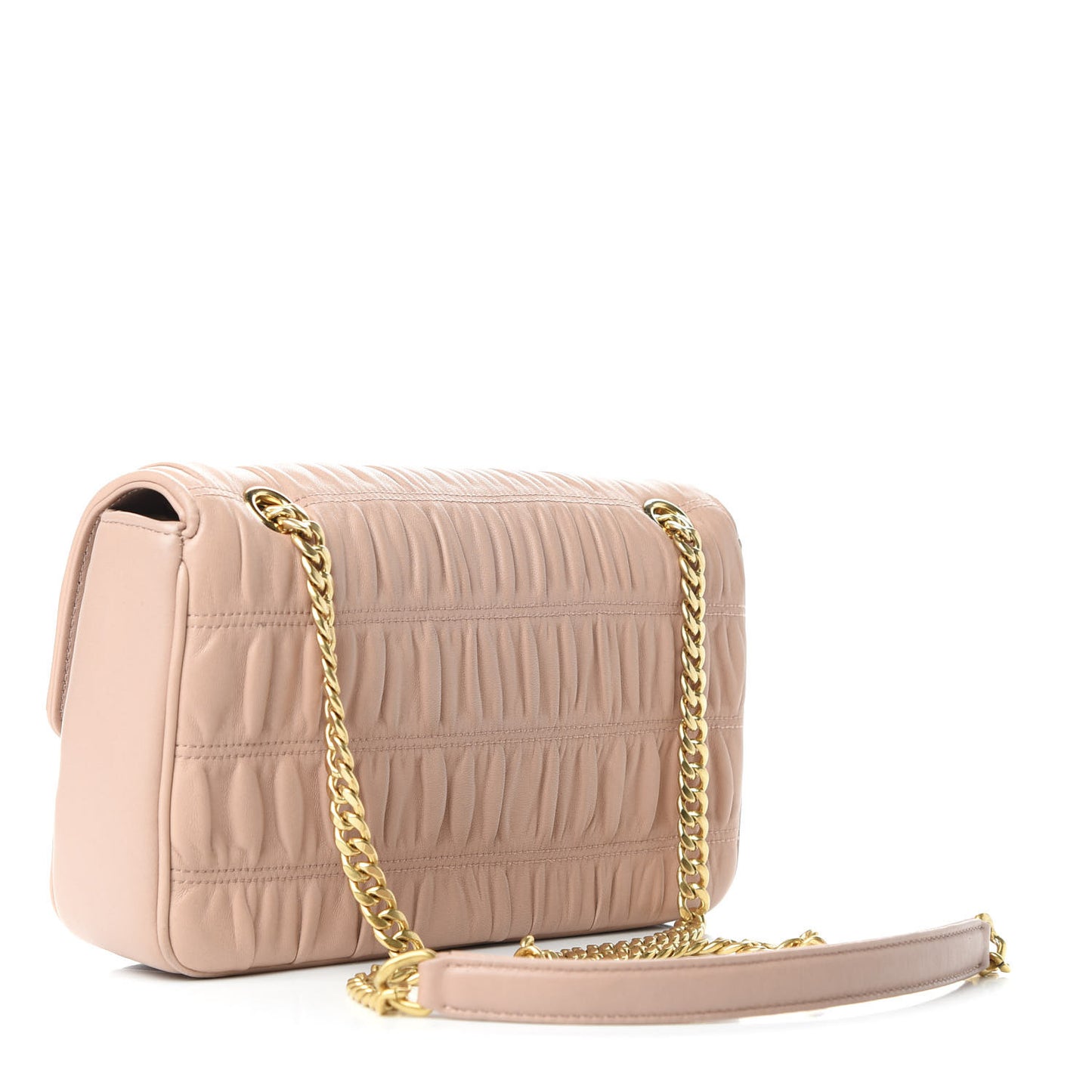 Nappa Gaufre Medium Chain Flap Shoulder Bag Cipria