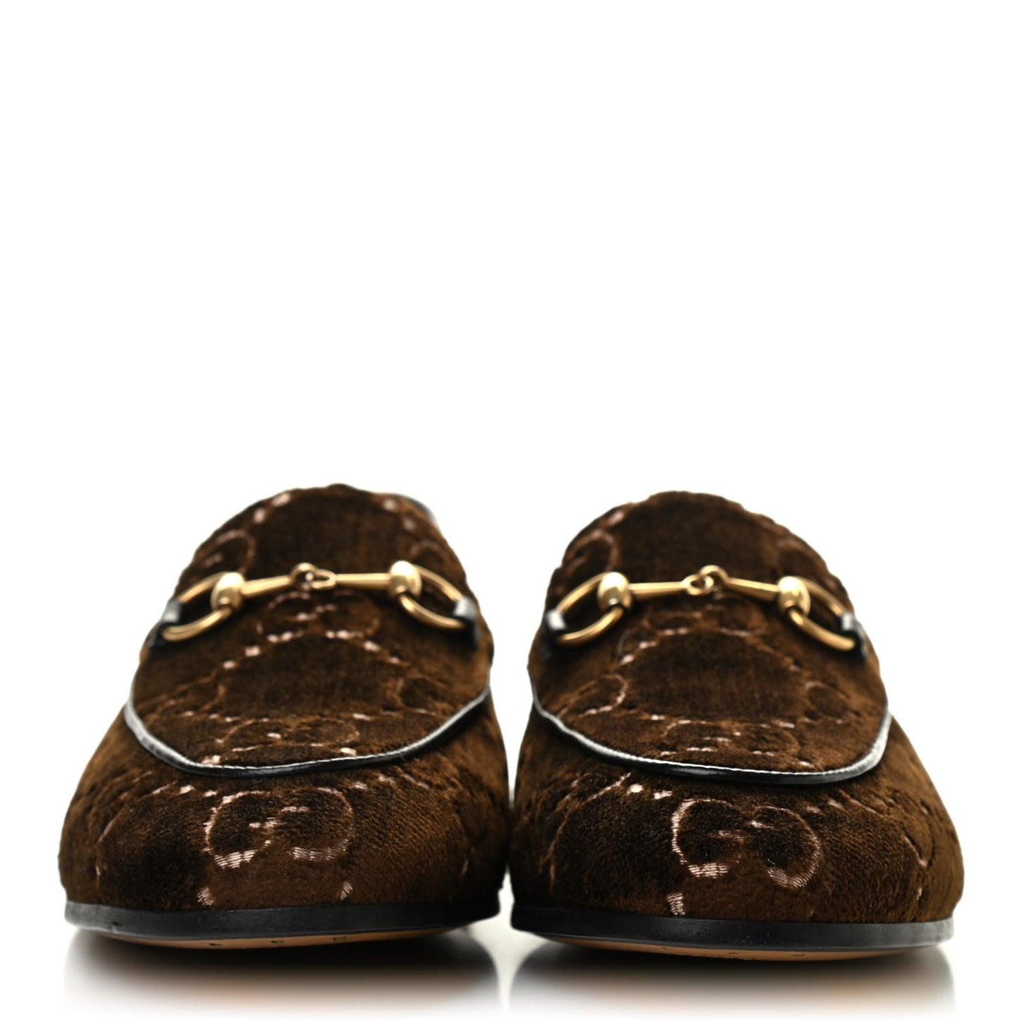 Velvet GG Monogram Horsebit Womens Jordaan Loafers 36.5 Brown Black