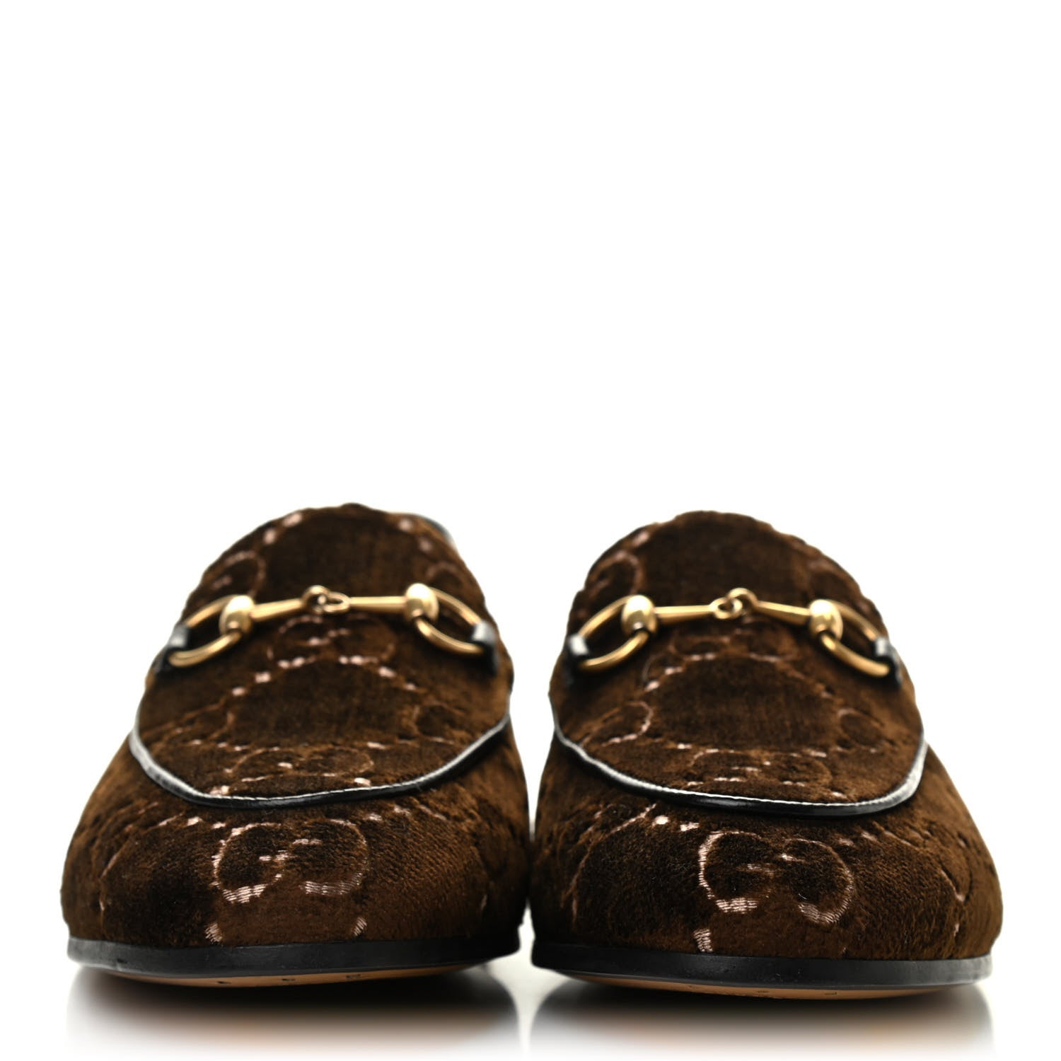 Gucci Velvet GG Monogram Horsebit Womens Jordaan Loafers 36.5 Brown Black 4 of 8