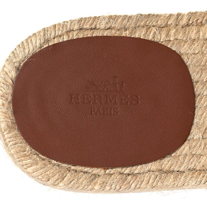 Hermes Suede Goatskin Mens Hon Antigua Espadrille Sandals 43 Brun Amourette 9 of 10