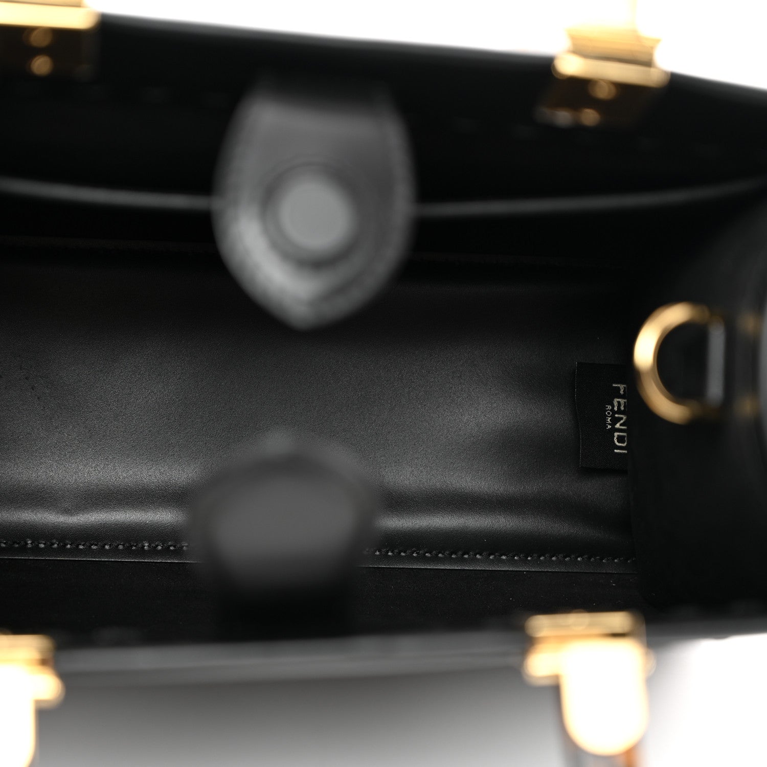 Fendi Vitello King Plexiglass Logo Embossed Small Fendi Sunshine Shopper Tote Black 5 of 11