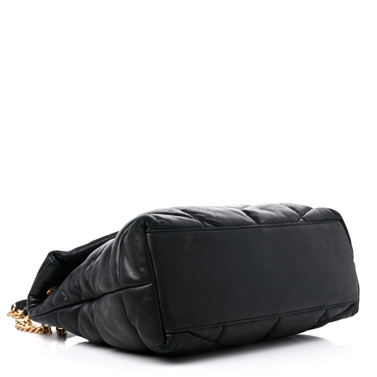 Lambskin Quilted Medium Loulou Puffer Monogram Chain Satchel Black