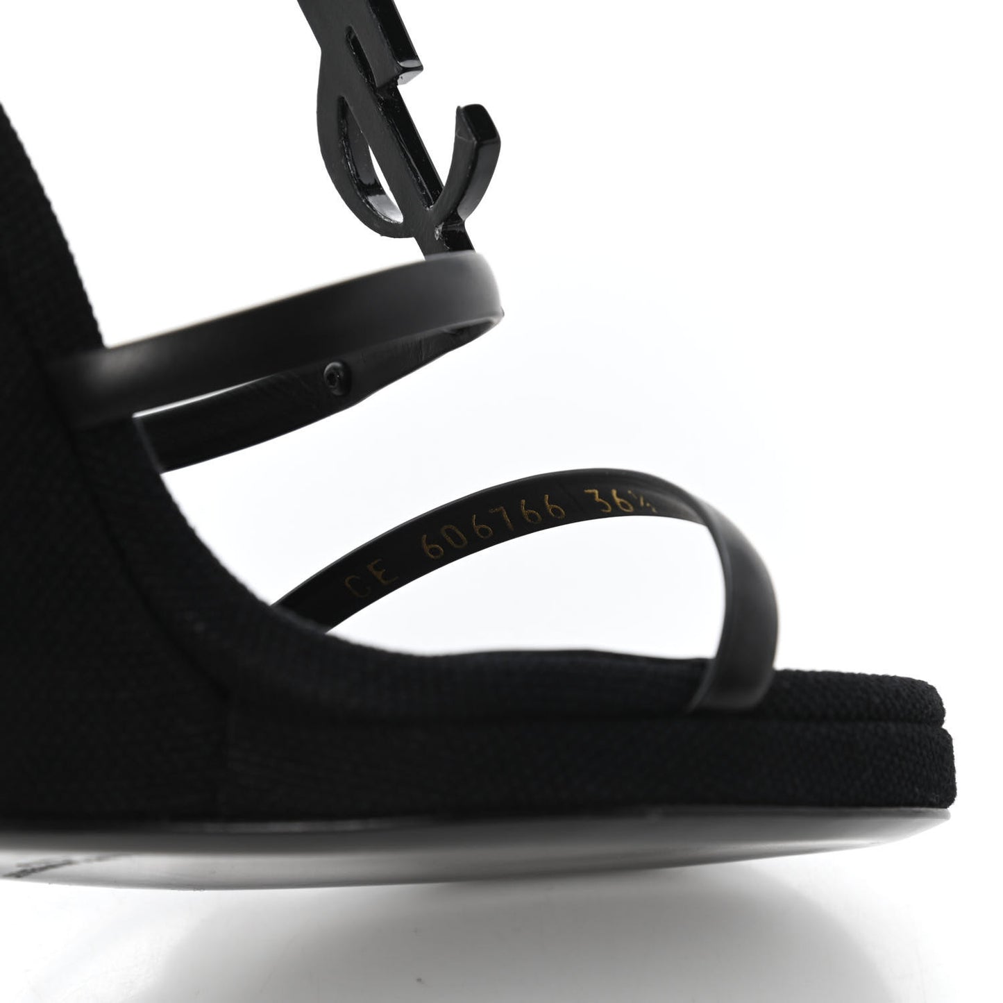 Calfskin Canvas Cassandra 105 Wedge Sandals 36.5 Black