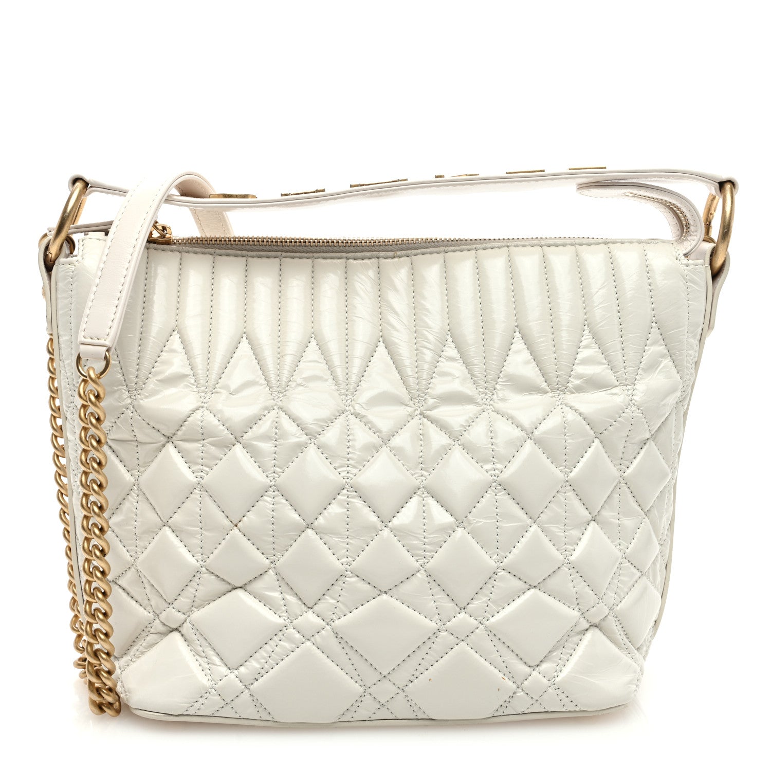 Chanel Glazed Calfskin Quilted State Of The Art Hobo White 1 of 9