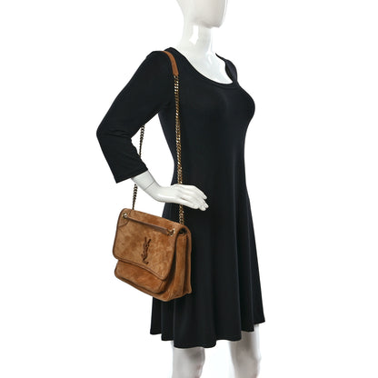 Saint Laurent Suede Monogram Medium Niki Chain Satchel Cinnamon 2 of 12