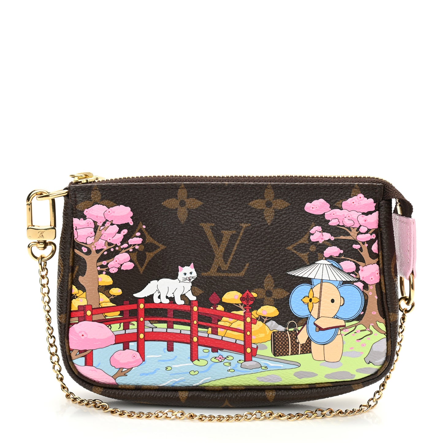 Monogram 2021 Christmas Animation Japanese Garden Mini Pochette Accessories Wisteria Pink