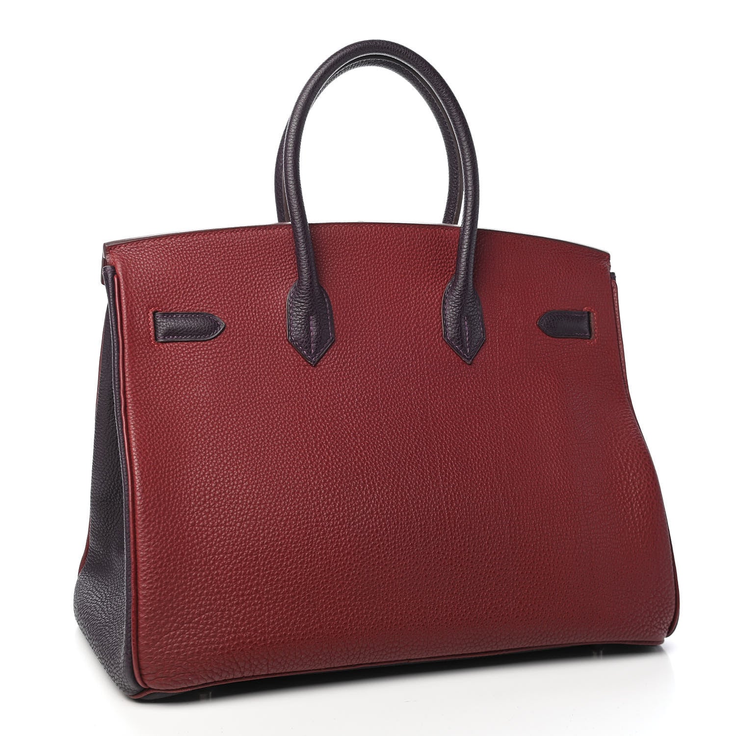 Hermes Togo Bi Color Horseshoe Birkin 35 Raisin Rouge H 3 of 10