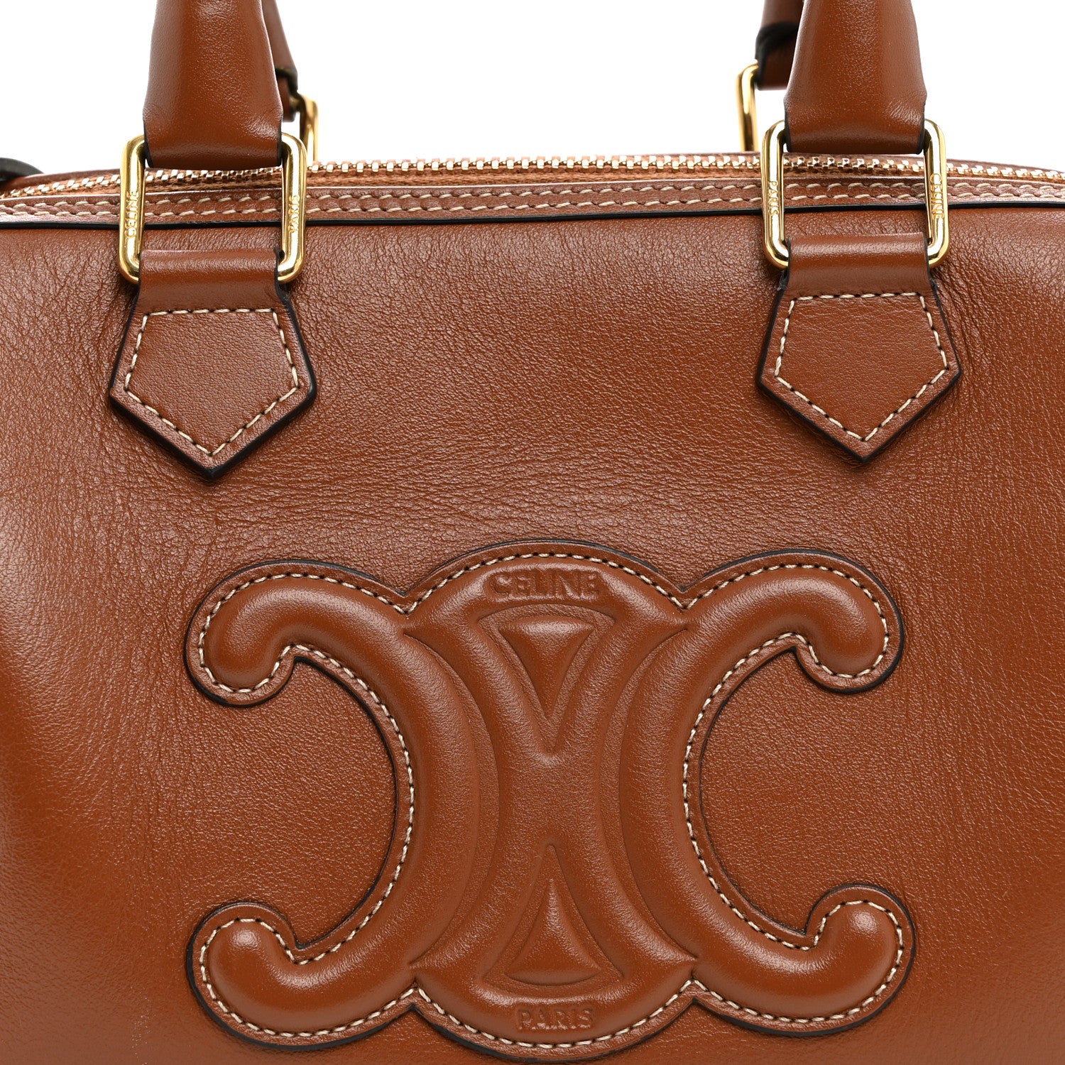 Celine Smooth Calfskin Triomphe Small Boston Bag Tan 8 of 10