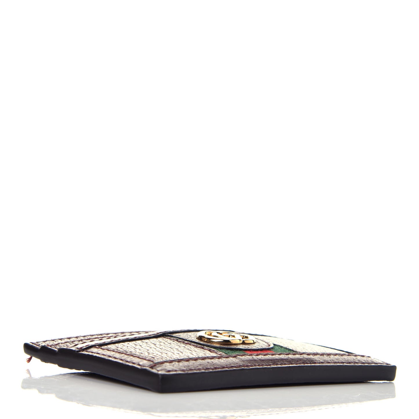 Calfskin Web GG Ophidia Card Holder Vintage Bordeaux