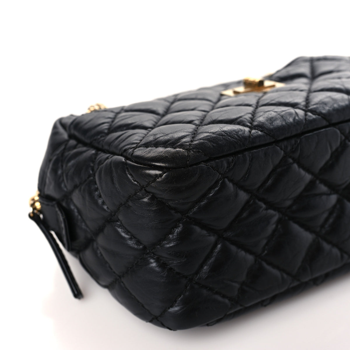 Aged Calfskin Quilted Small Reissue Camera Case Black