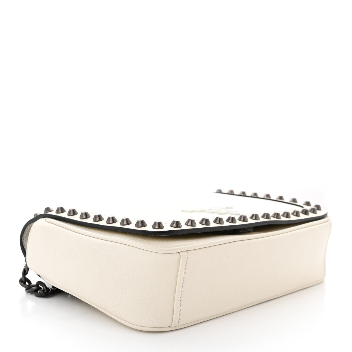 Prada Glace Calfskin Studded Crossbody White 4 of 11