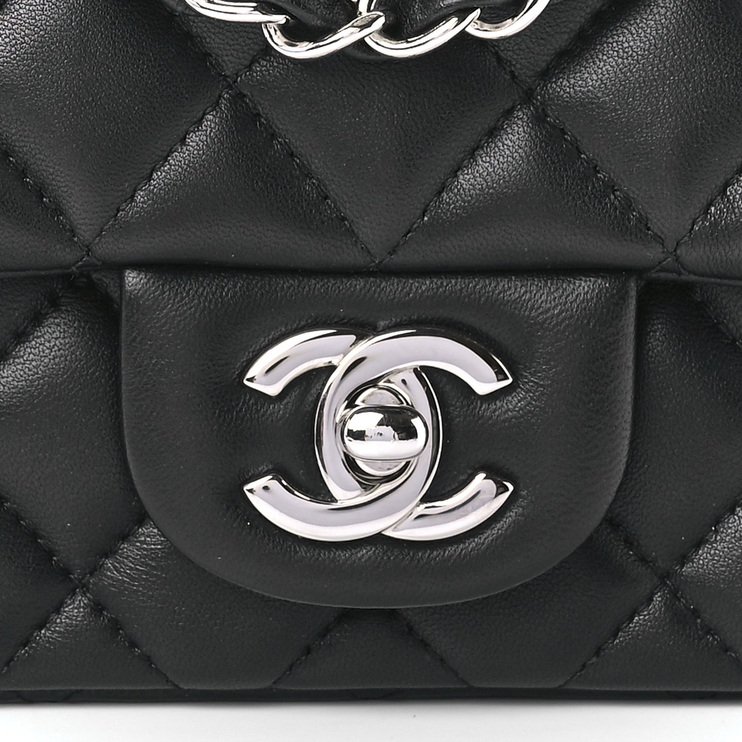 Lambskin Quilted Mini Square Flap Black