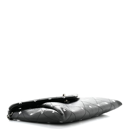 Chanel Printed Lambskin Logo CC Envelope Clutch With Chain Black White 4 of 10
