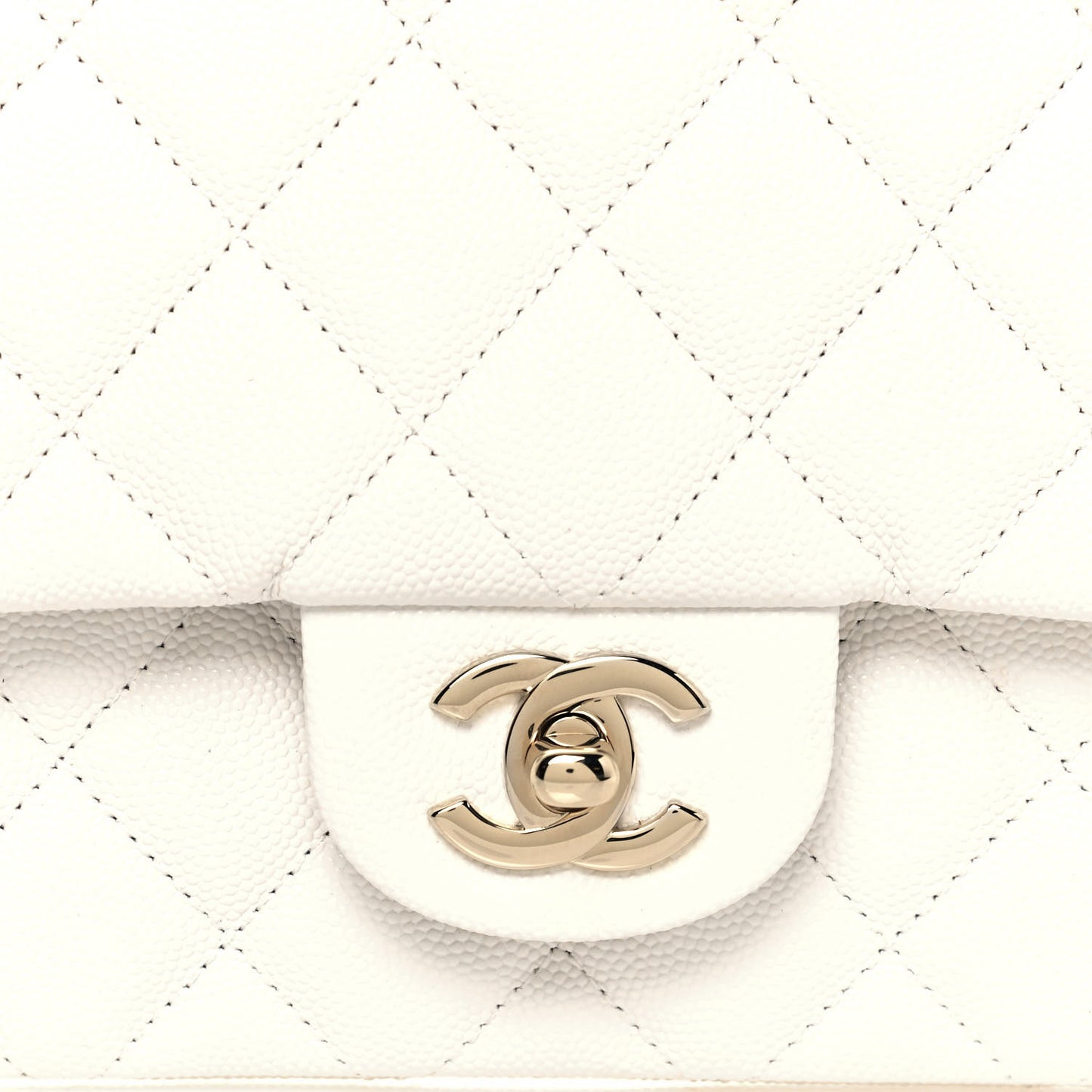 Caviar Quilted Flap Clutch White