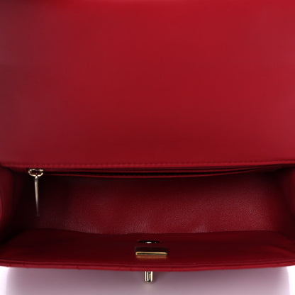 Chanel Lambskin Quilted Mini Top Handle Rectangular Flap Red 5 of 12