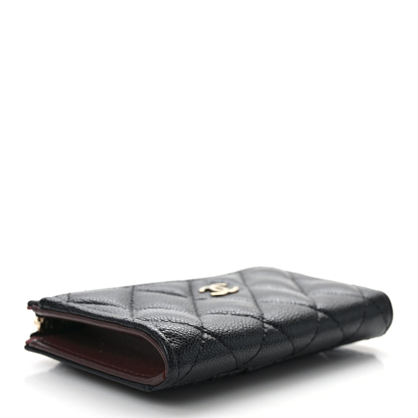 Caviar Quilted CC Zip Around Card Holder Black