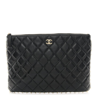Chanel Calfskin Quilted Pearl Large Cosmetic Case Black 1 of 10