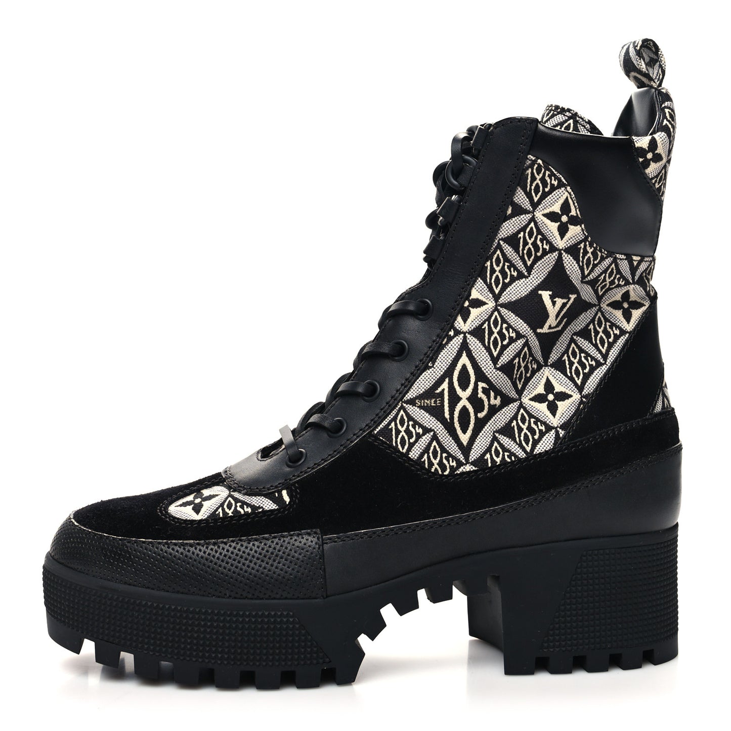 Suede Calfskin Jacquard Since 1854 Laureate Platform Desert Boots 40 Black