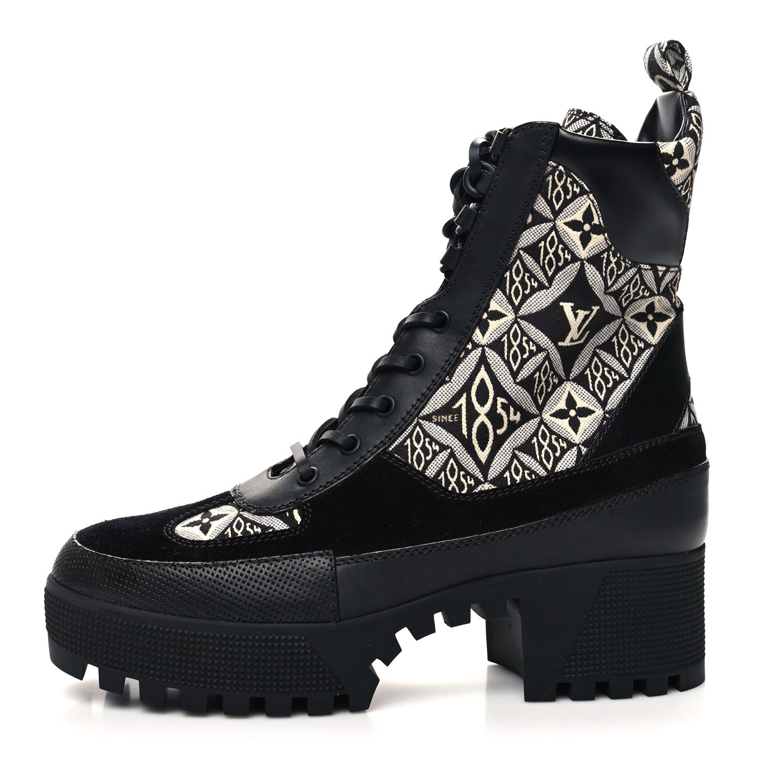 Louis Vuitton Suede Calfskin Jacquard Since 1854 Laureate Platform Desert Boots 40 Black 1 of 7