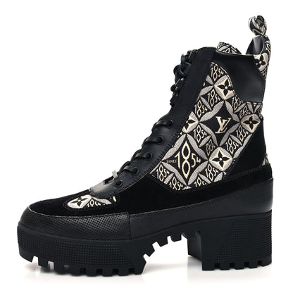 Louis Vuitton Suede Calfskin Jacquard Since 1854 Laureate Platform Desert Boots 40 Black 1 of 7