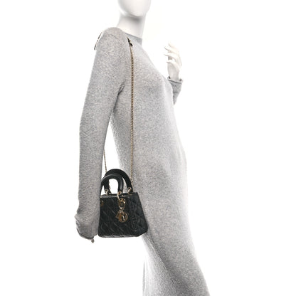 Christian Dior Lambskin Cannage Mini Lady Dior Black 2 of 9