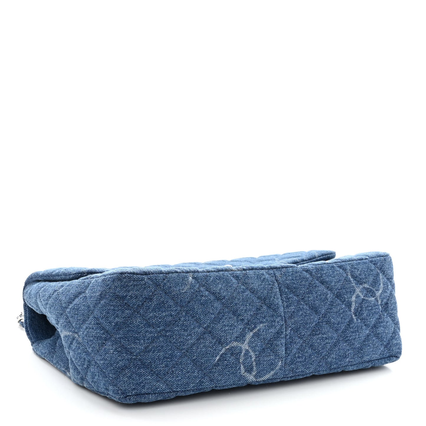 Denim Quilted CC Print Jumbo Single Flap Blue