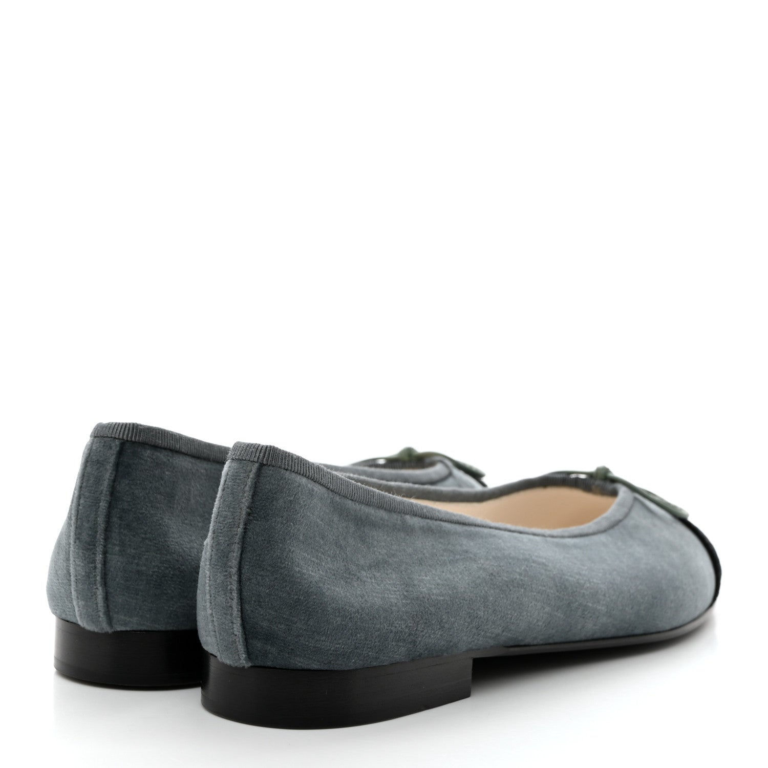 Chanel Velvet Cap Toe Ballerina Flats 36.5 Blue Black 4 of 8