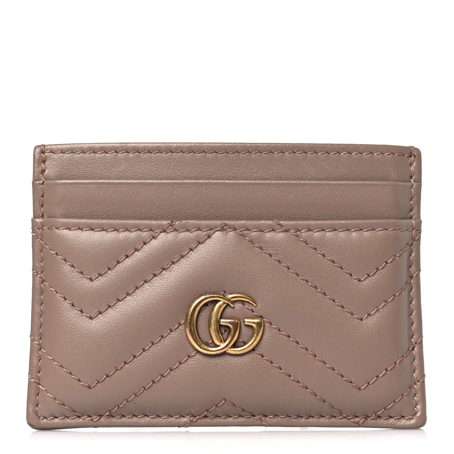 Calfskin Matelasse GG Marmont Card Holder Porcelain Rose