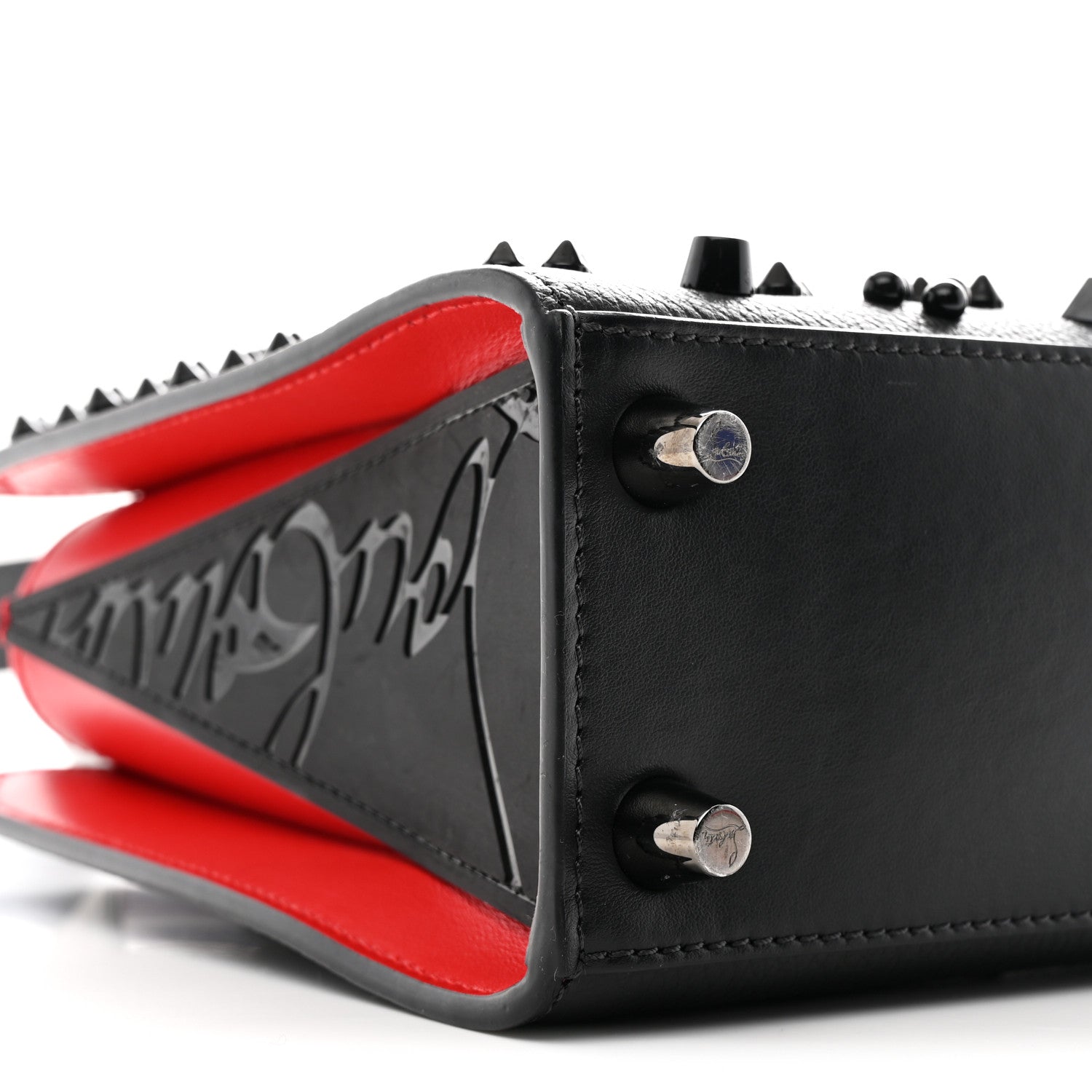 Christian Louboutin Calfskin Spikes Loubinthesky Mini Paloma Black 8 of 9