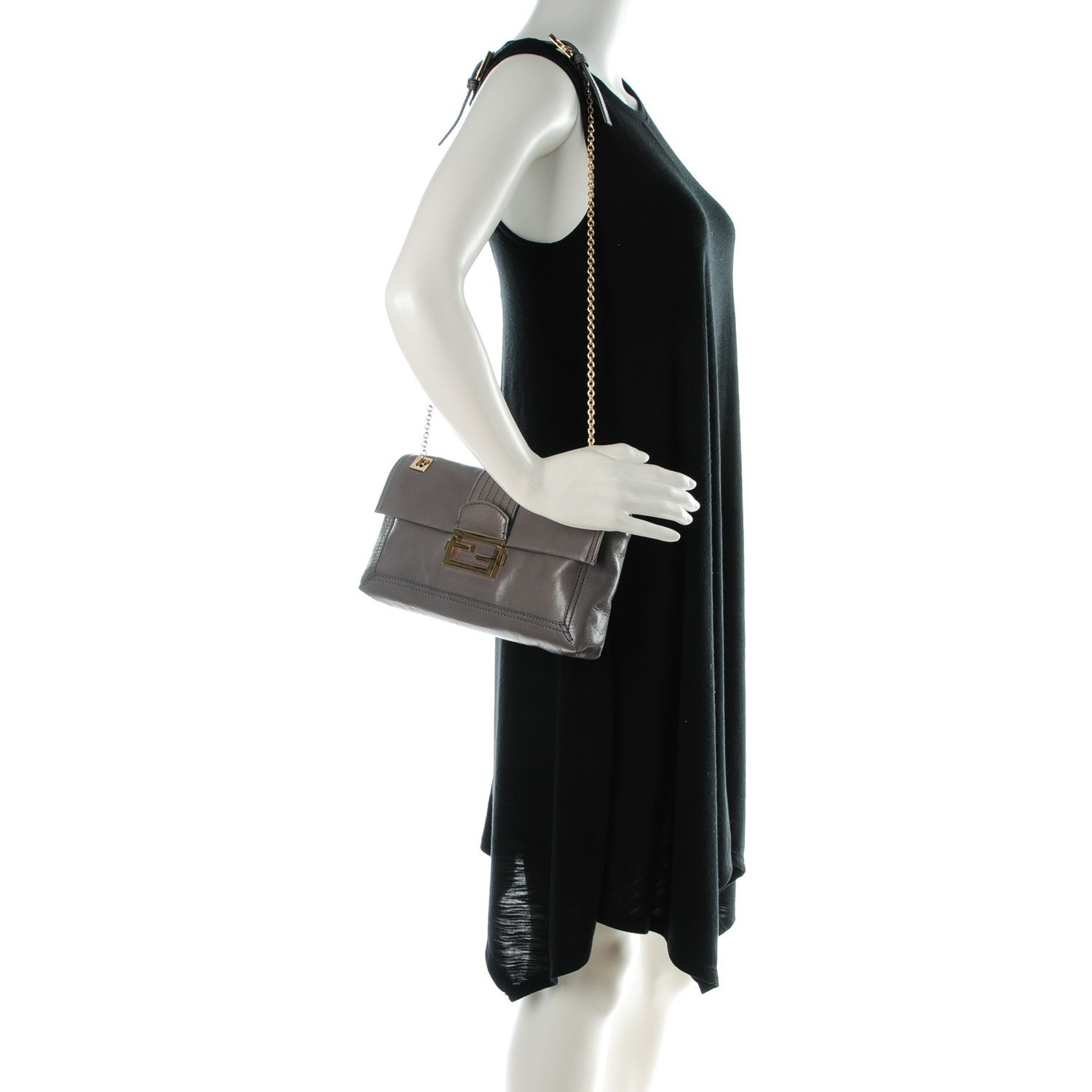 Fendi Vitello Acqua Maxi Baguette Bag Grigio Scuro 2 of 7