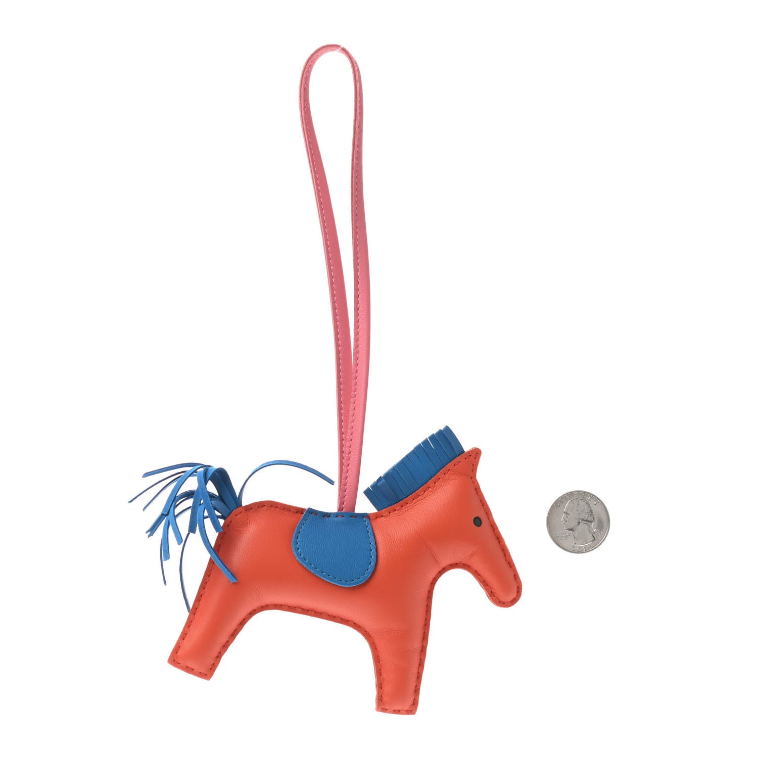 Hermes Milo Lambskin Grigri Rodeo Horse Bag Charm MM Orange Poppy Bleu Izmir Rose Azalee 2 of 3