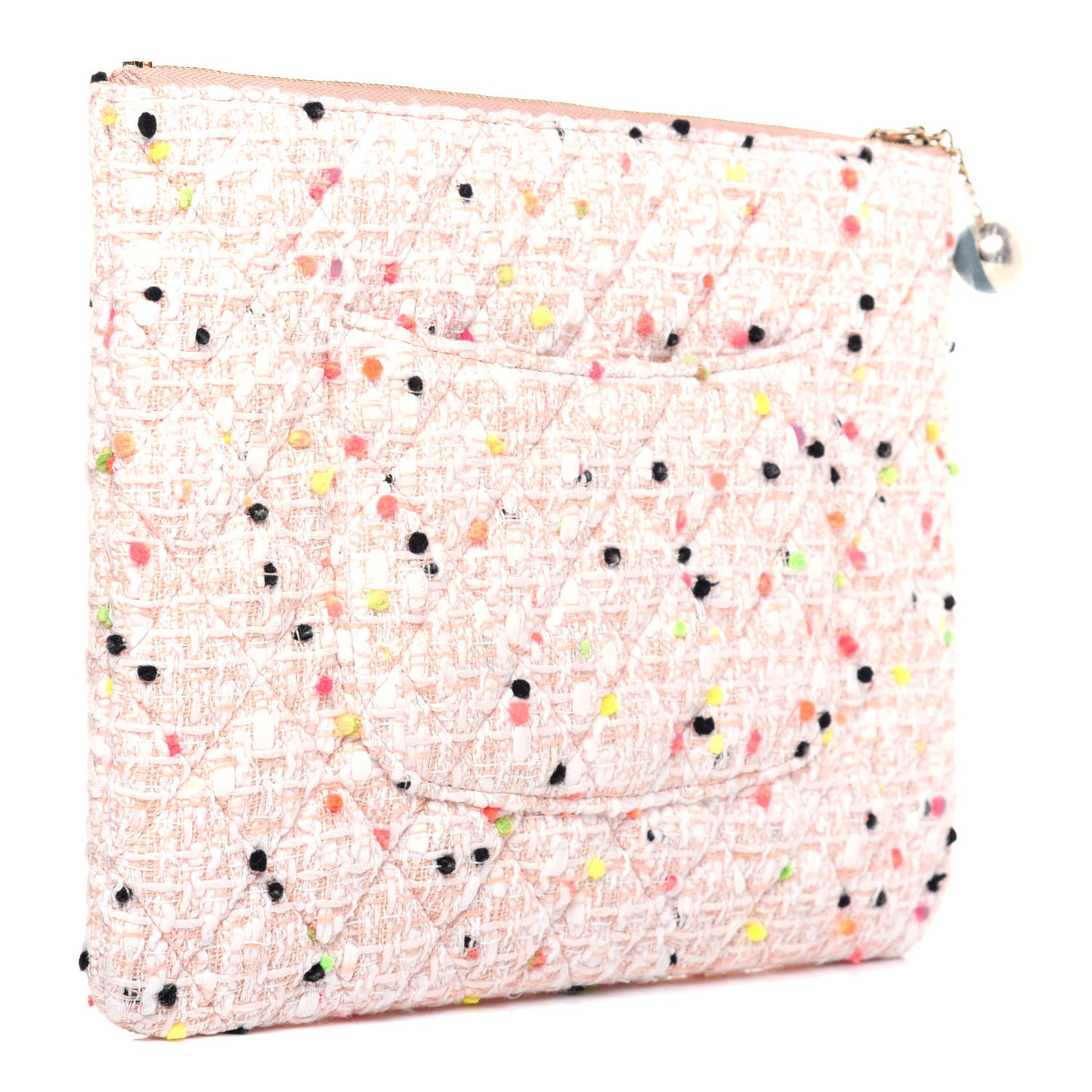 Tweed Candy Cotton Quilted Medium Cosmetic Pouch Multicolor