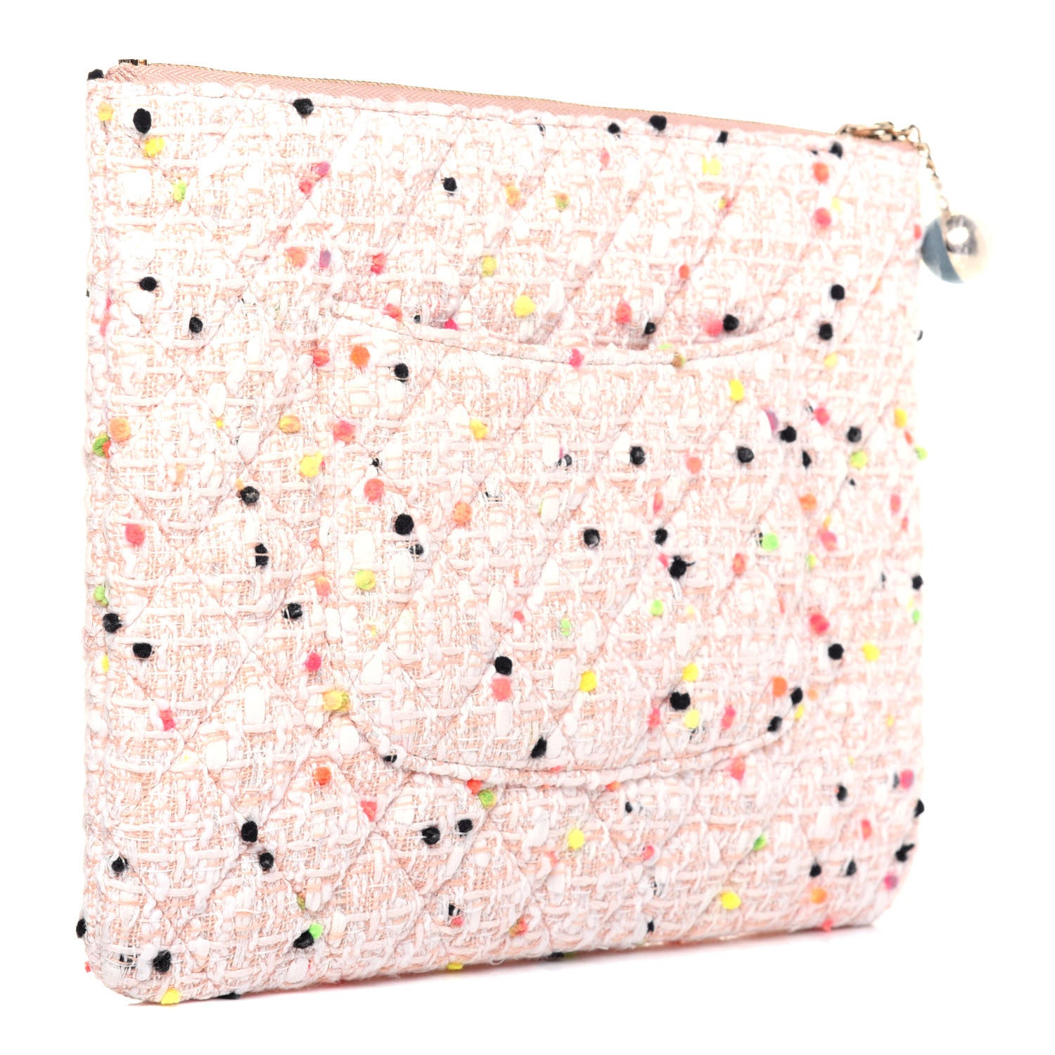 Chanel Tweed Candy Cotton Quilted Medium Cosmetic Pouch Multicolor 3 of 12
