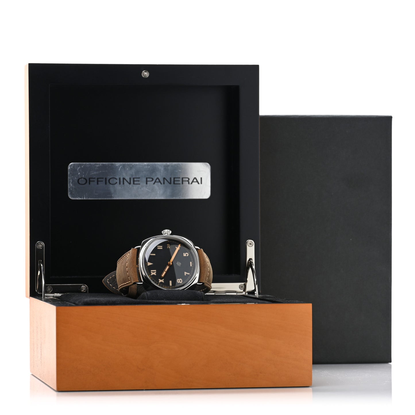 Stainless Steel Calfskin 47mm Radiomir 3 Days Manual Winding Watch Black PAM00424