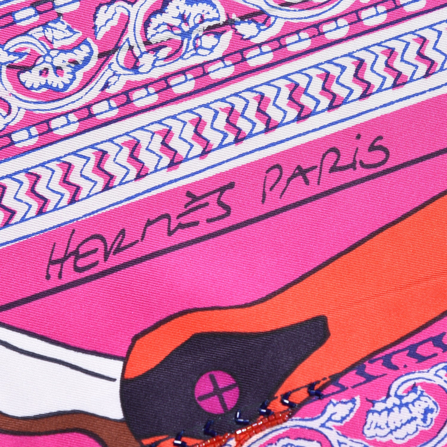 Hermes Silk Embroidered Pegase Au Bloc Exceptional Scarf 140 Rose Indien 8 of 9