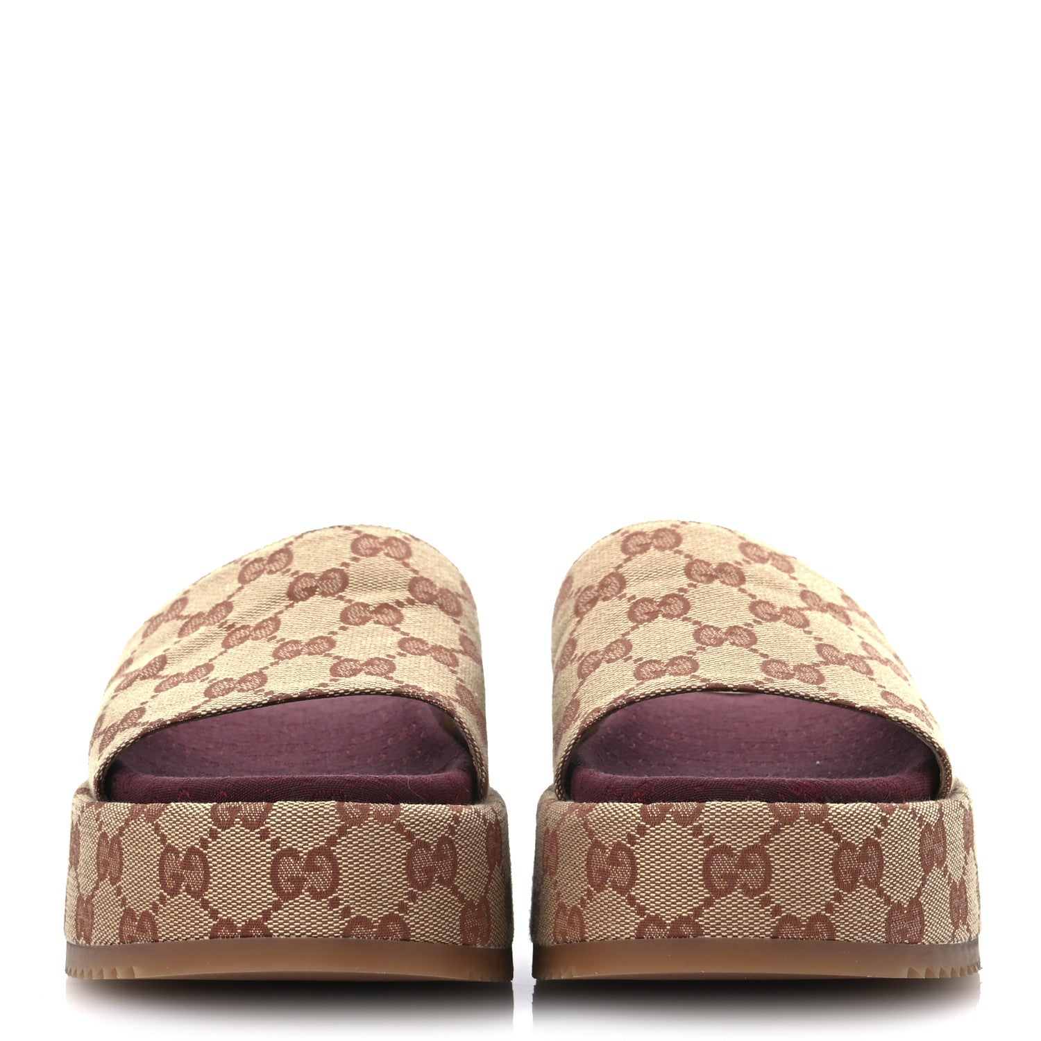 Gucci Canvas GG Monogram Angelina Platform Slide Sandals 39.5 Beige Ruggine 3 of 11