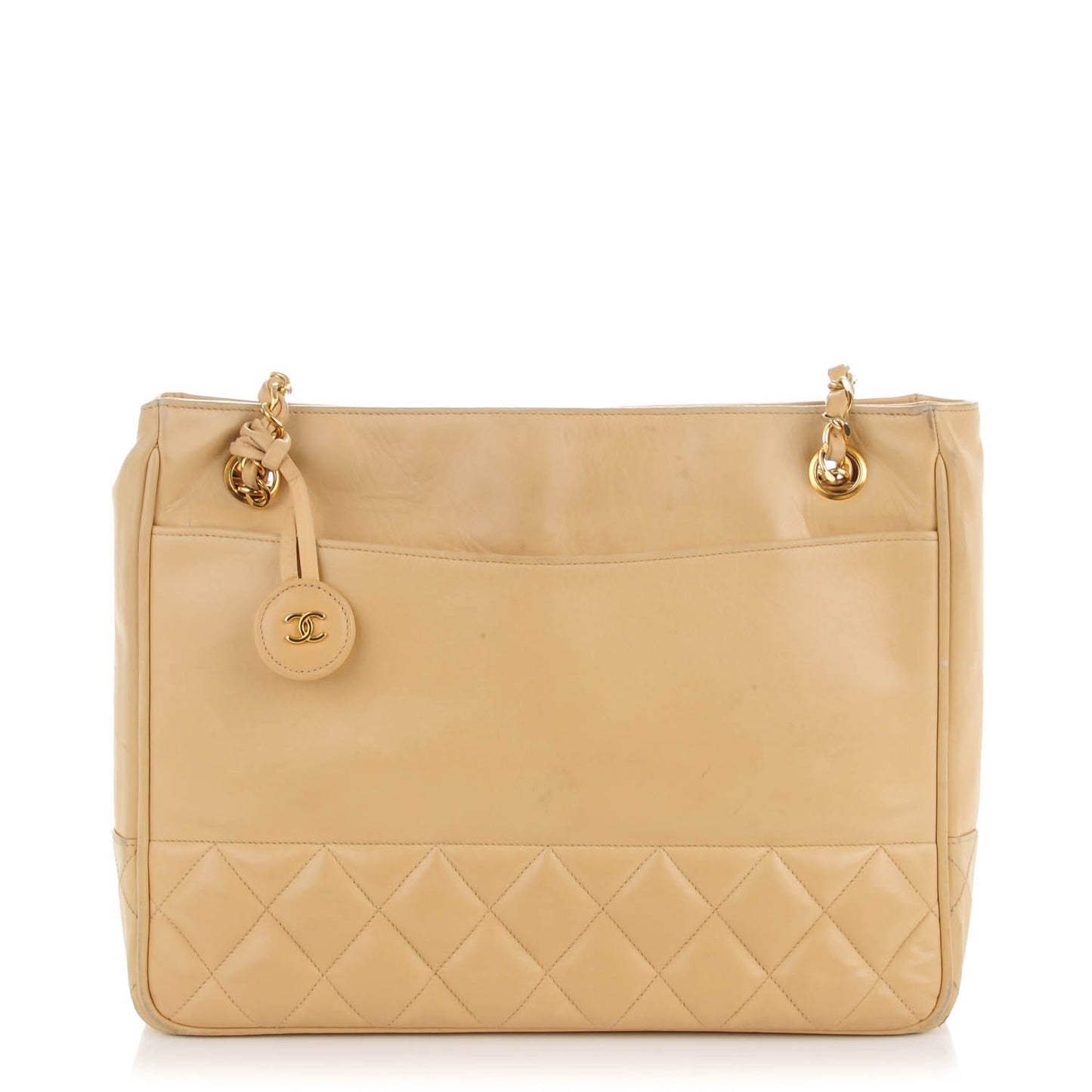 Lambskin Quilted Shoulder Bag Beige