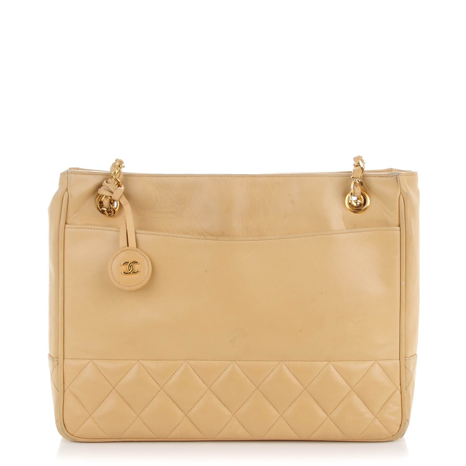 Chanel Lambskin Quilted Shoulder Bag Beige 1 of 12