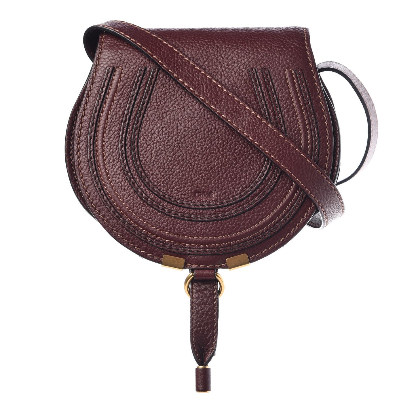 Calfskin Marcie Round Crossbody Bag Dark Velvet