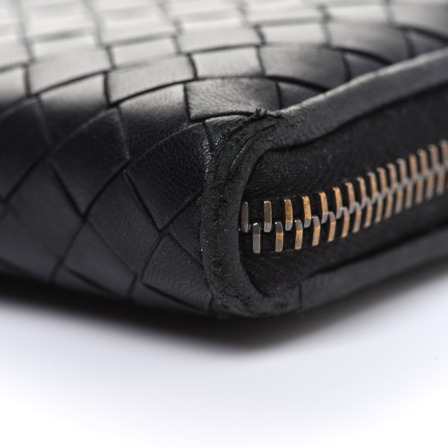 Nappa Intrecciato Zip Around Coin Purse Black