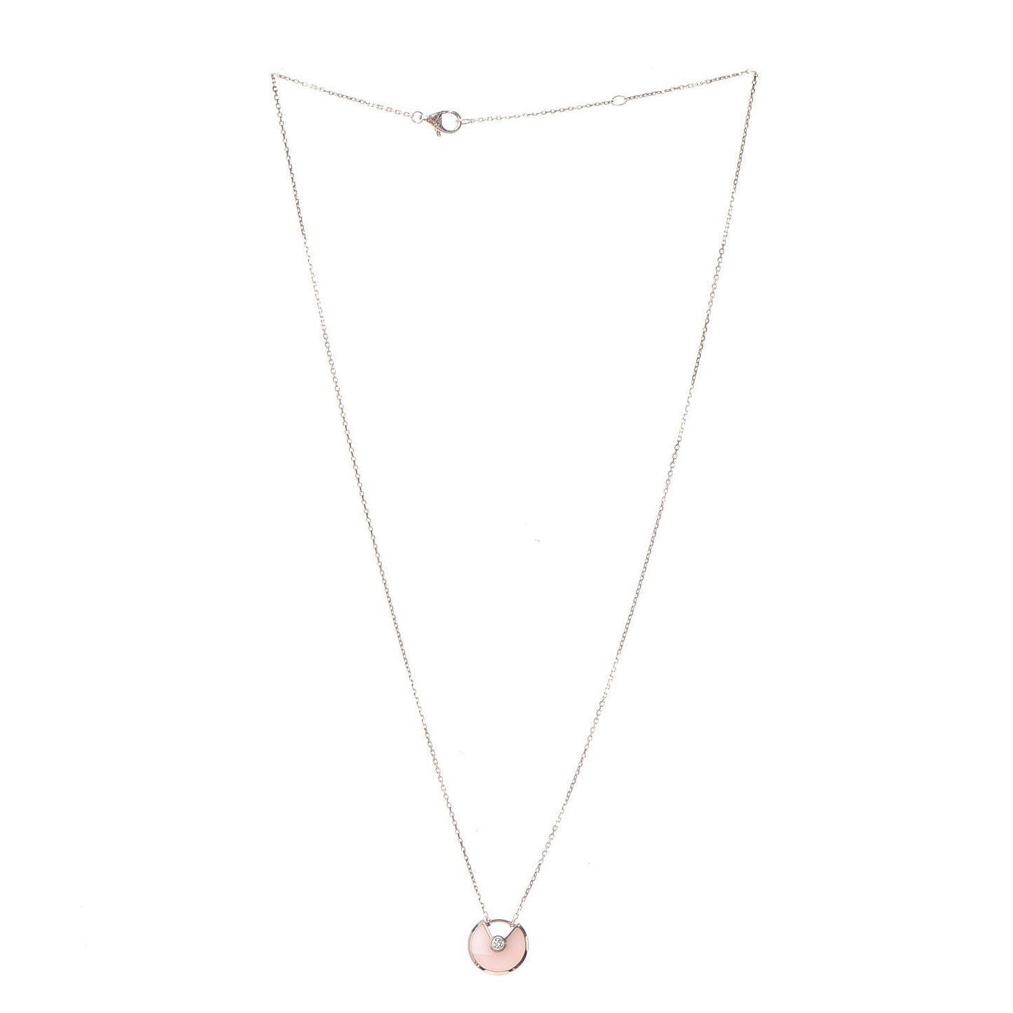 18K Pink Gold Diamond Pink Opal XS Amulette de Cartier Pendant Necklace