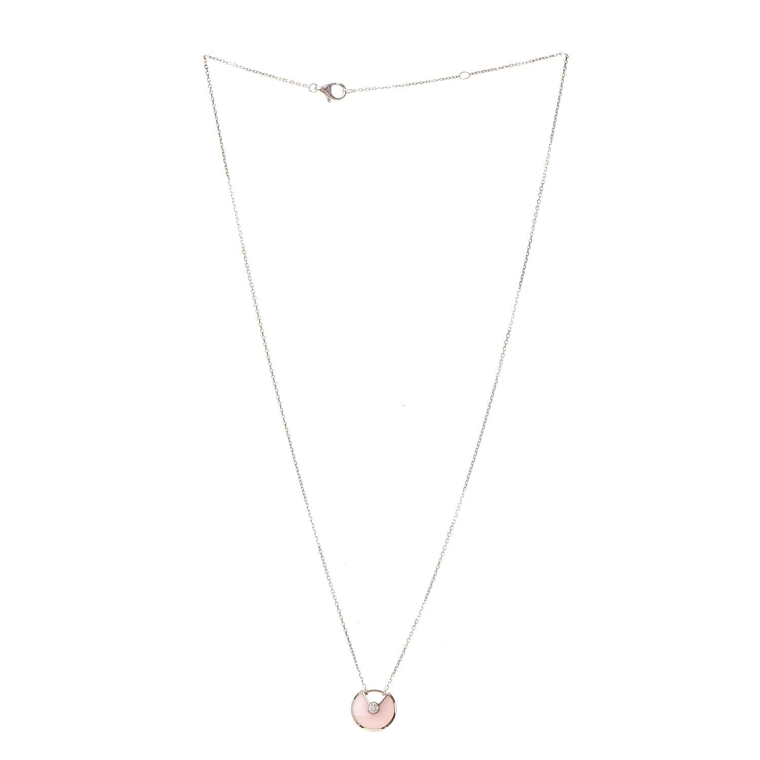 Cartier 18K Pink Gold Diamond Pink Opal XS Amulette de Cartier Pendant Necklace 3 of 7