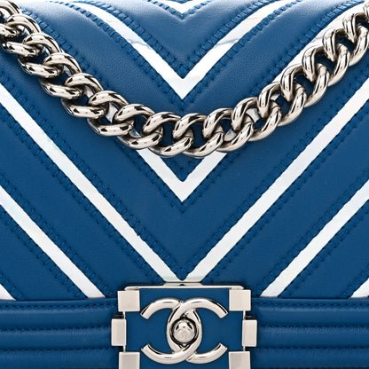 Chanel Lambskin Iridescent PVC Chevron Quilted Medium Boy Flap Blue Silver 8 of 11