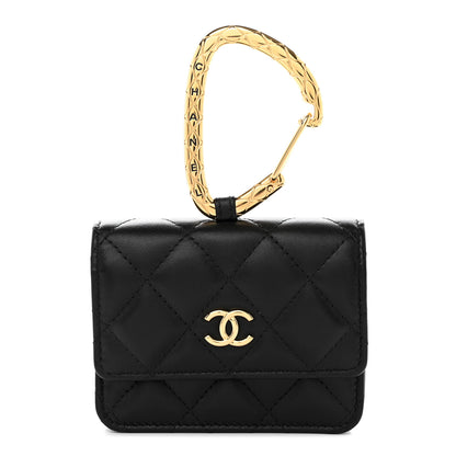Chanel Lambskin Quilted CC Hook Card Holder Black 1 of 9