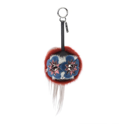 Fendi Fox Fur Monster Flowery Mini Bag Bug Charm Brick Red Multicolor 1 of 5