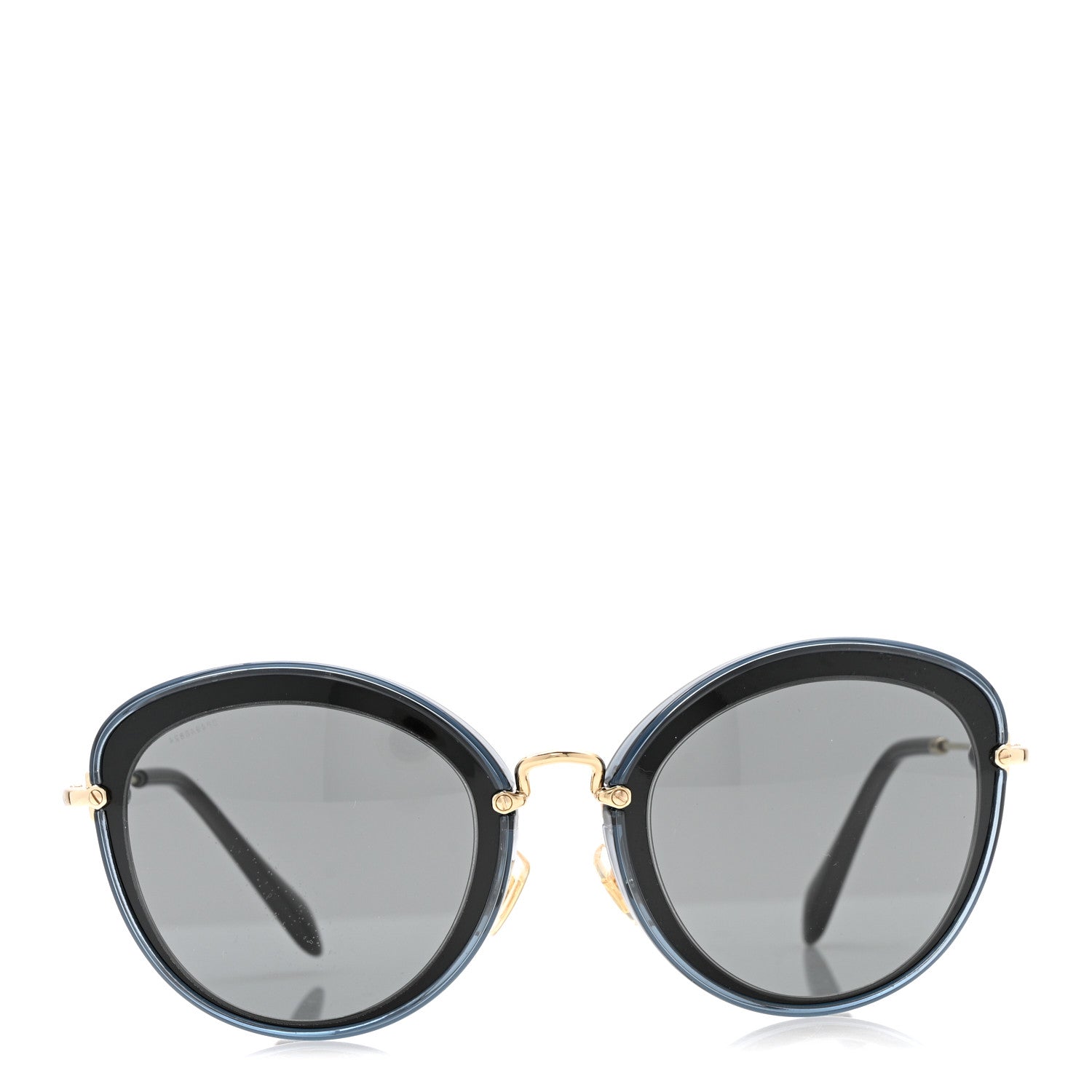 Miu Miu Metal Acetate Round Sunglasses SMU 50R Blue Gold 2 of 9